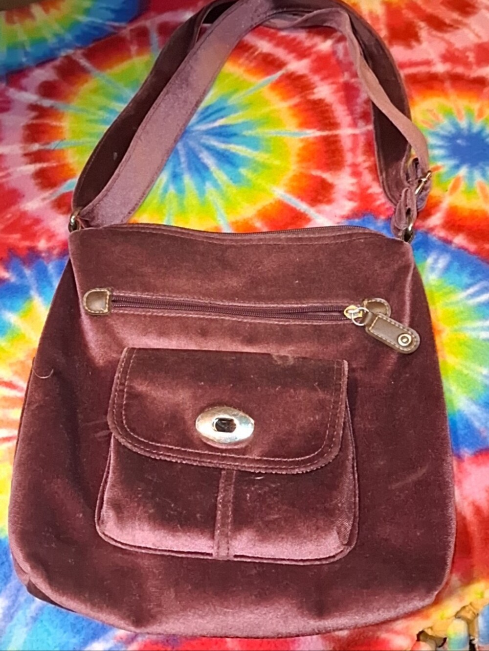 Velvet Shoulder Bag in Deep Burgundy